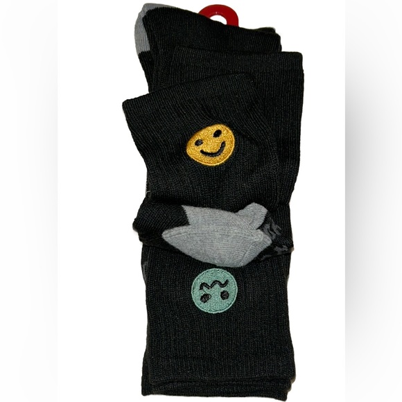 Zoo York Crew Socks 3 Pair Men 6-12 Black w Embroidered Emoji Face Logo Skate NY - Picture 8 of 12